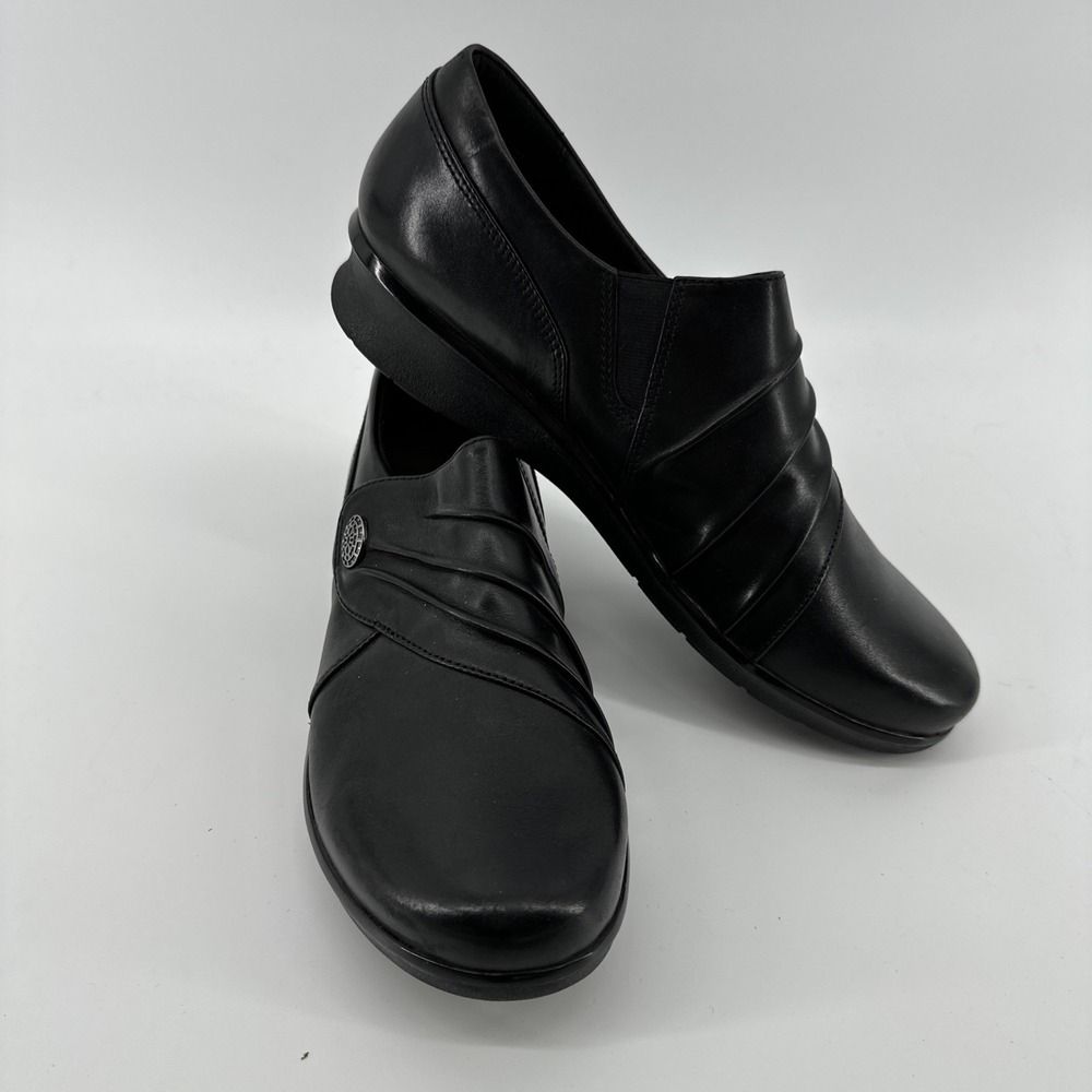Clark's Hope Roxanne Women's Shoes Size 8.5M Black Pleated Button Detail